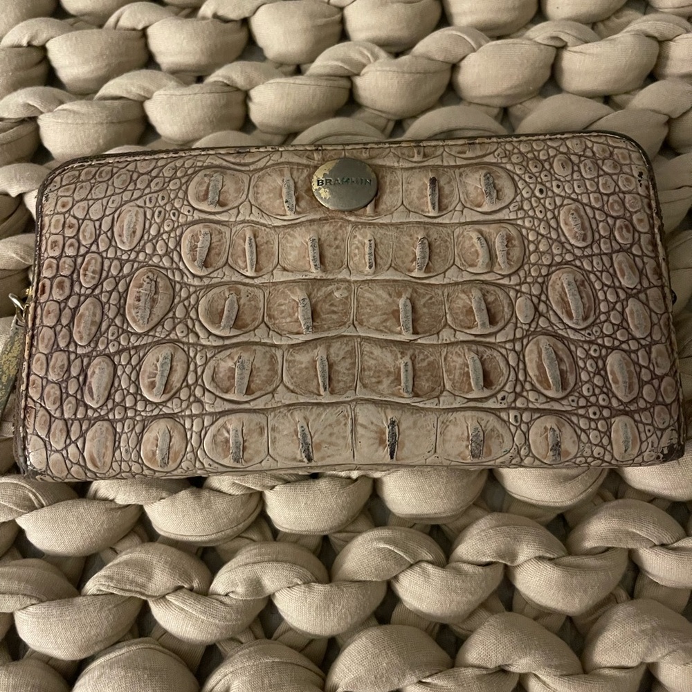 Brahmin Tan Crocodile Embossed Clutch